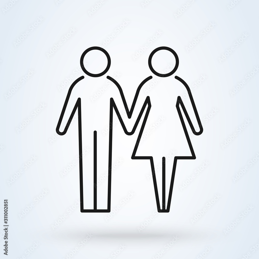 hand in hand, love couples. Simple modern icon design illustration. hand in hand, love couples. Simple modern icon design illustration.