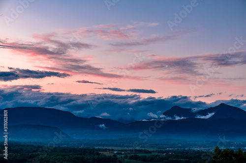 Sunset after the storm in the italian countryside