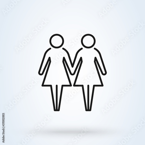 human female lesbian  Simple modern icon design illustration.
