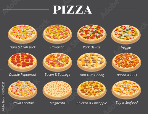 Pizza menu vector set collection graphic design