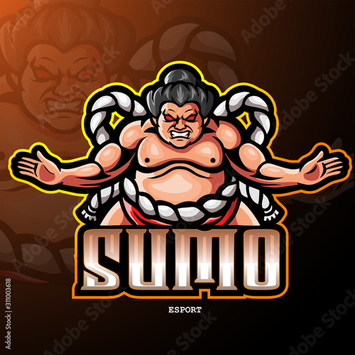 Sumo mascot sports esport logo design 