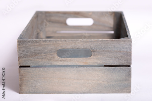 empty gray wood box on white background