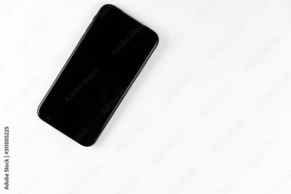 Smart phone isolated on a white background top view Smart phone isolated on a white background top view