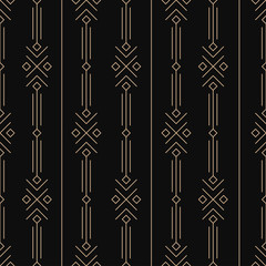 Handdoek met foto Zwart goud patronen Tribal geometrisch lijnpatroon zwart goud  © LaruArt