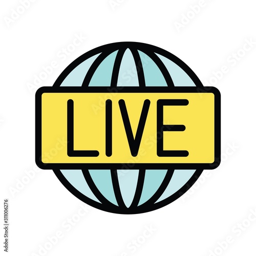 Television and technology related wold live vector in editable stroke