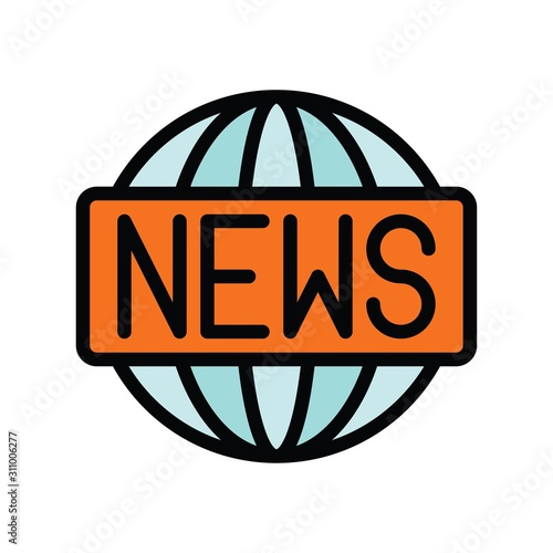 Television and technology related wold news vector in editable stroke