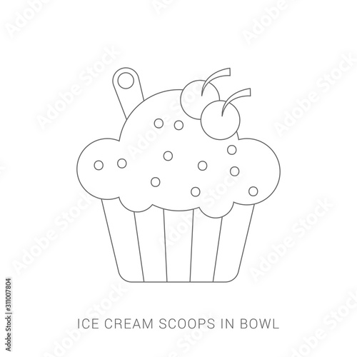 Ice cream in a bowl  dairy product cartoon vector Illustration