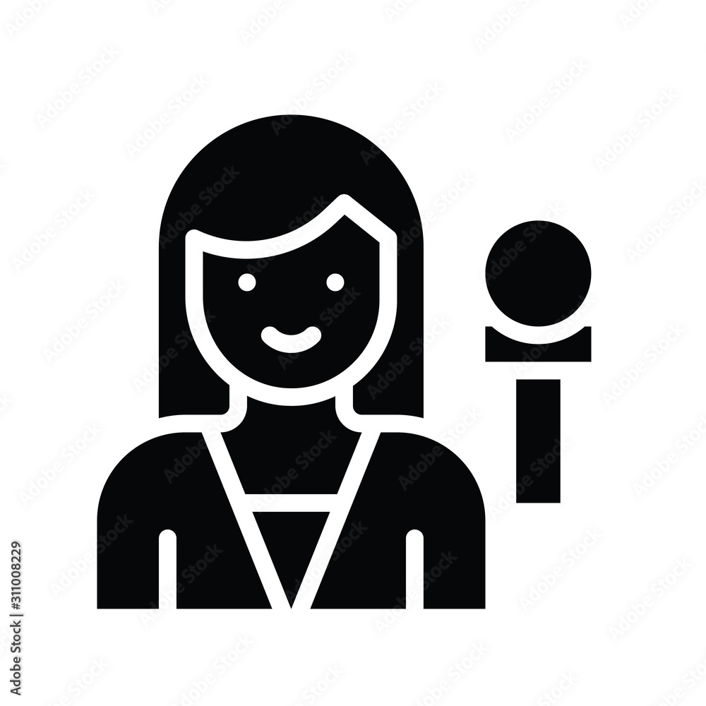 Television and technology related sound mike and human vector in solid style Television and technology related sound mike and human vector in solid style