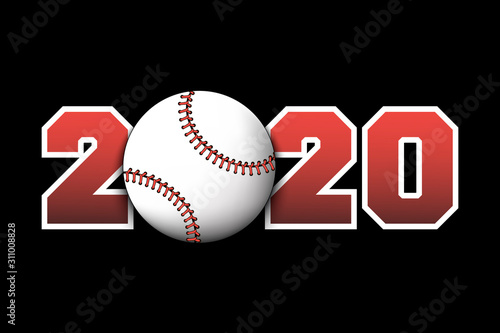 New Year numbers 2020 and baseball ball