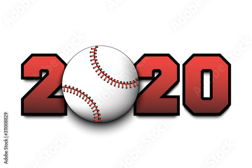 New Year numbers 2020 and baseball ball