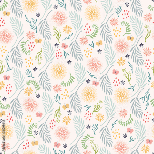Seamless Floral Pattern - Vector Background eps10