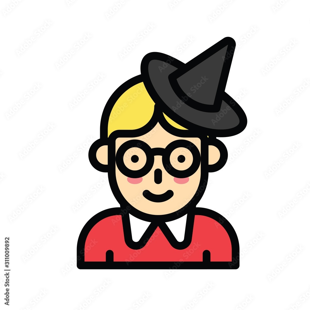 Christmas related mrs clause with hat and glasses avatar with editable stroke