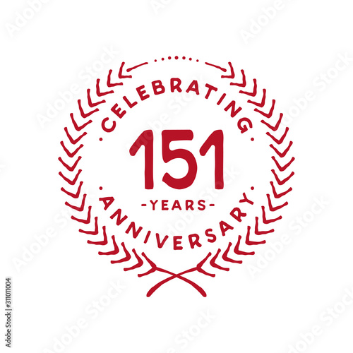 151 years design template. 151st logo. Vector and illustration.