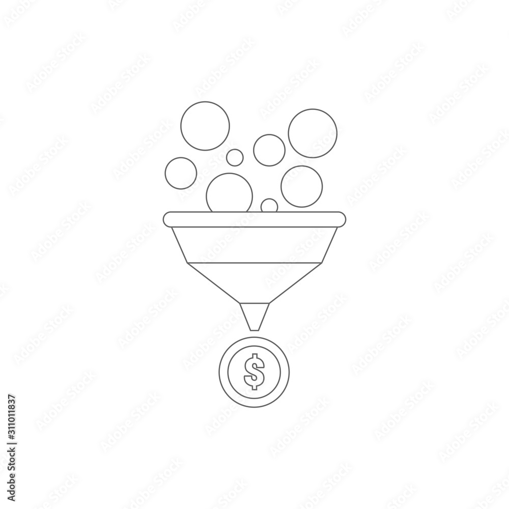 Funnel flat circle icon. Flat stylized circle icon Funnel flat circle icon. Flat stylized circle icon