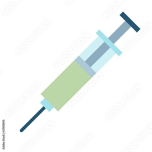 Syringe with green liquid vector icon flat isolated