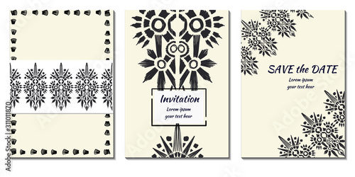 Cover royal greeting design. Modern template with ikat ornament for wedding design or greeting card any purpose