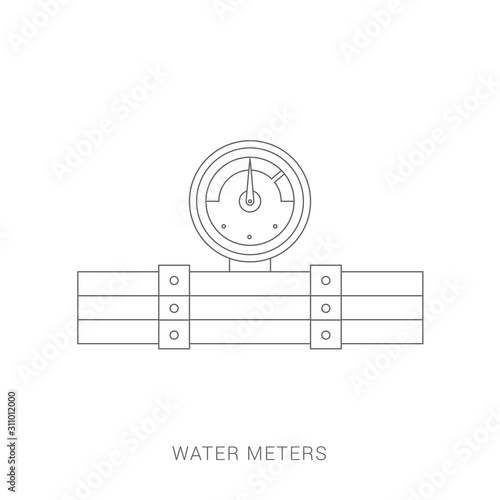 Pipe and water meter vector icon