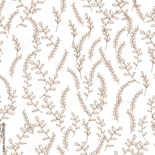 Exotic tropical garden outline. Leaf plant botanical floral foliage. Engraved ink art. Seamless background pattern. Fabric wallpaper print texture.