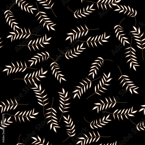 Exotic tropical garden outline. Leaf plant botanical floral foliage. c wallpaper print texture.