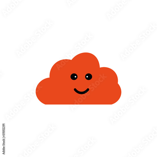 Cute Happy orange Cloud, Print or Icon Illustration