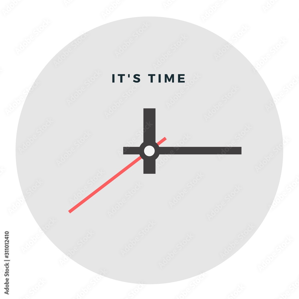 Round wall clock with the inscription vector icon flat isolated