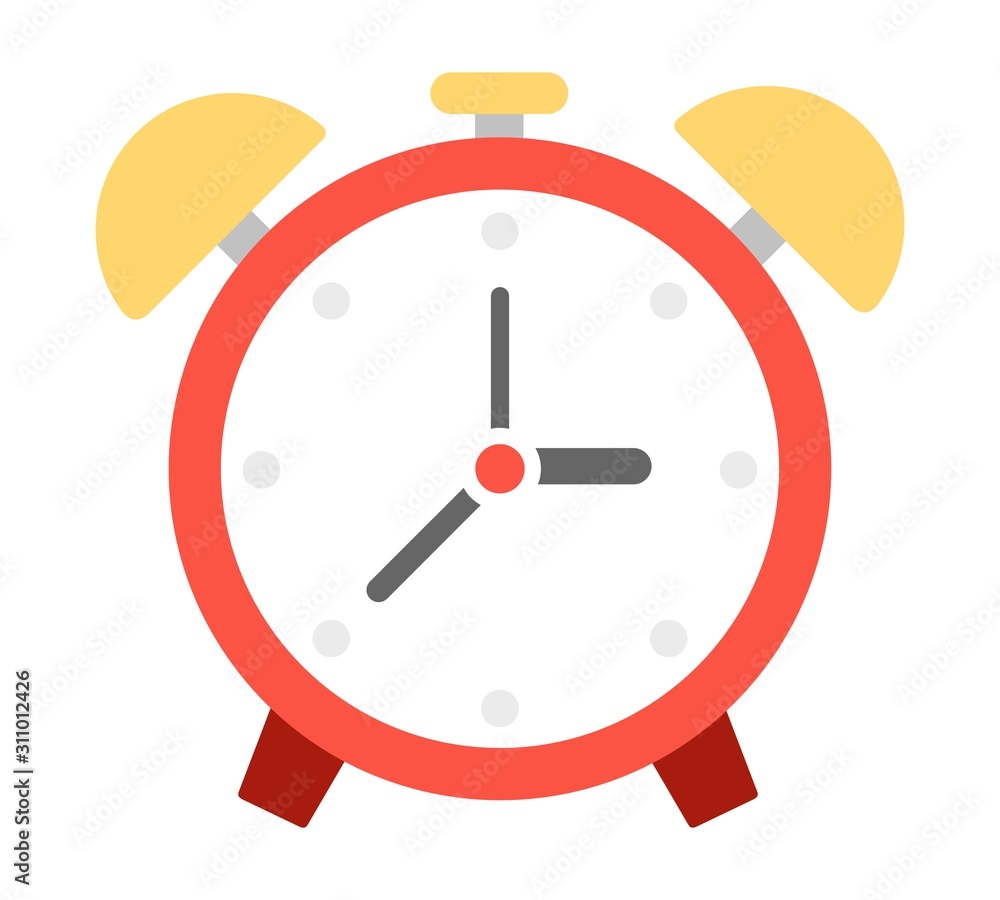 Alarm clock with bells vector icon flat isolated Alarm clock with bells vector icon flat isolated
