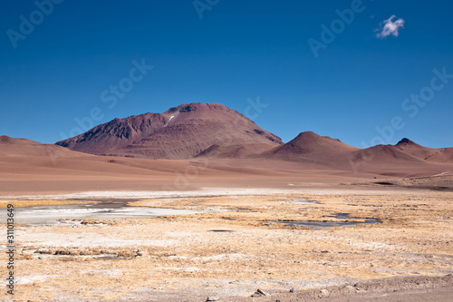 frozen lagoon in Atacama desert, Chile