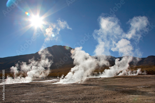 Geyser field El Tatio in Atacama region, Chile