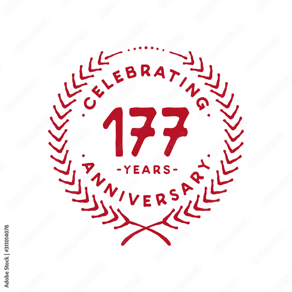 177 years design template. 177th logo. Vector and illustration. 177 years design template. 177th logo. Vector and illustration.