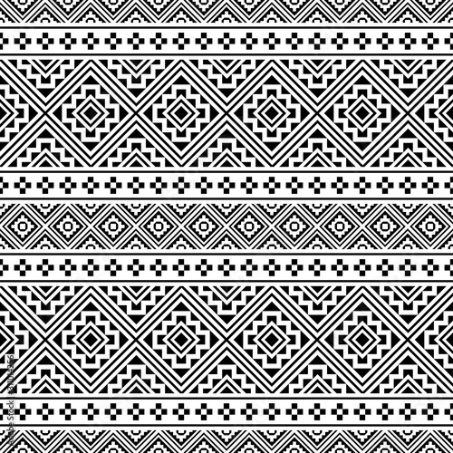 Seamless ethnic pattern vector in black and white color