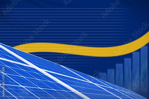 Nauru solar energy power digital graph concept - renewable natural energy industrial illustration. 3D Illustration