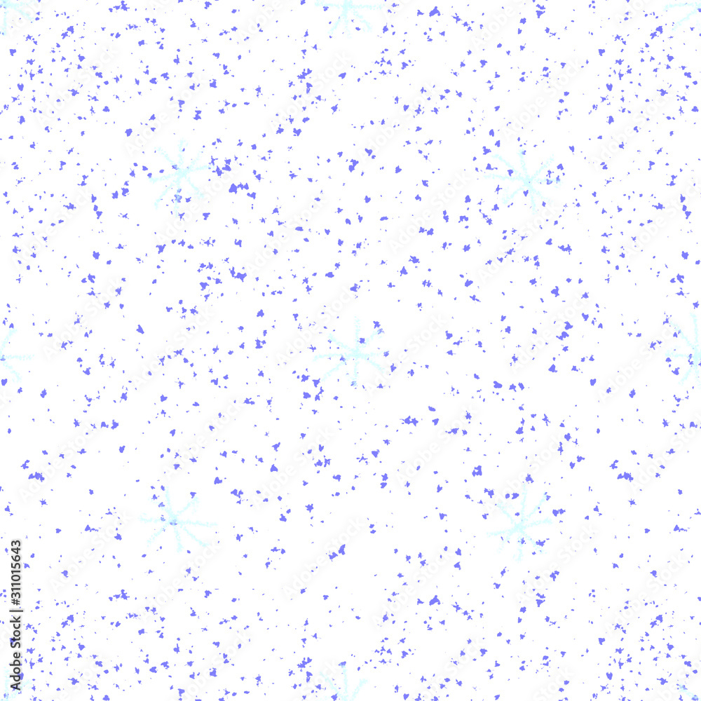 Hand Drawn blue Snowflakes Christmas Seamless Patt Hand Drawn blue Snowflakes Christmas Seamless Patt