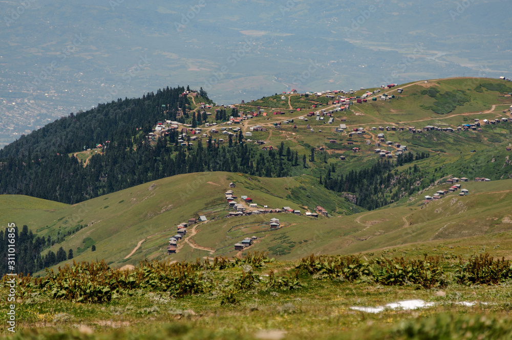 Fototapeta premium View at small village on top of hill