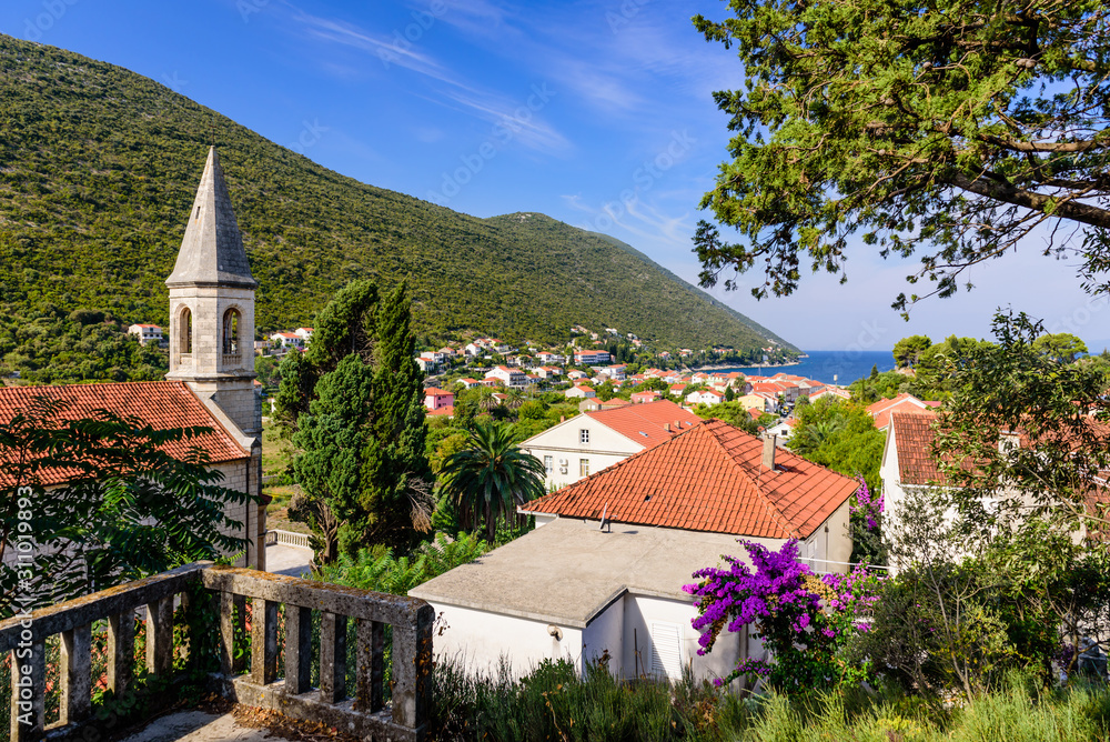 picturesque Adriatic coast. Trpanj town is a picturesque resort town on the Peljesac Peninsula, Dalmatia region, Croatia