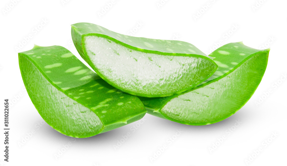 Aloe vera slice on white background. Aloe vera slice on white background.