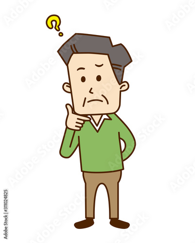 疑問に感じる中年の男性