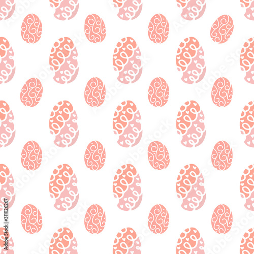Vector seamless simple pattern with colored easter eggs