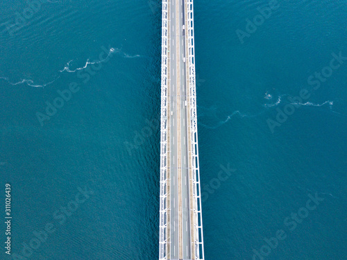 The aerial view of Seto Bridge in Japan.