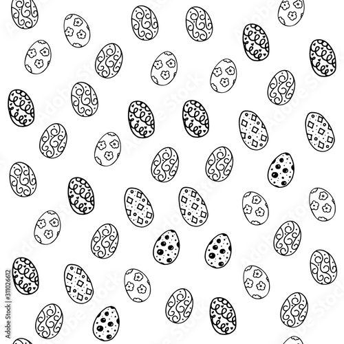 Vector seamless simple pattern with colored easter egg