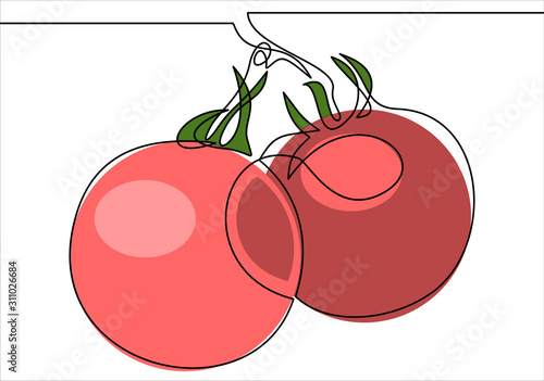 continuous single drawn one line tomatoes