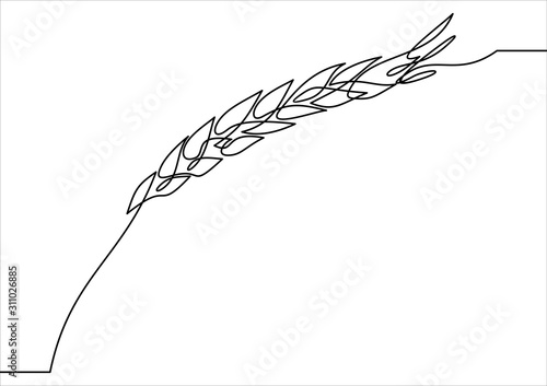 Wheat symbol sign one line icon-Continuous one line drawing