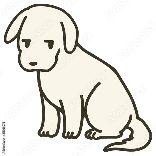 座っている犬のイラスト_ジト目