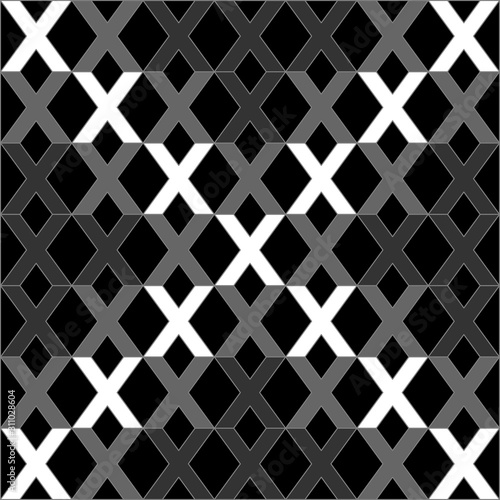 Grey and white X alphabet pattern background vector. Repeat X letter on black background.