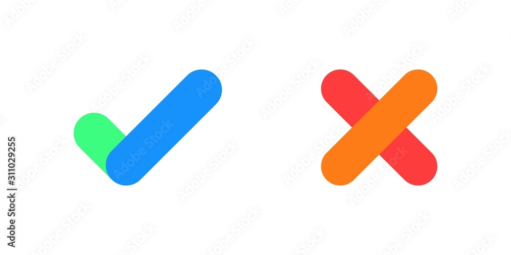 Tick and cross signs, checkmark and x or confirm and deny icon button flat for apps and websites symbol, Isolated sign symbol, Checkmark right symbol tick sign, Test question, checkbox button choose Tick and cross signs, checkmark and x or confirm and deny icon button flat for apps and websites symbol, Isolated sign symbol, Checkmark right symbol tick sign, Test question, checkbox button choose