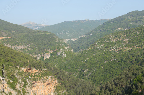 Wild valley near the valley of Qadisha. Valley of Qadisha, Lebanon - June, 2019
