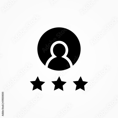 business client icon, people group with 3 stars line sign vector illustration eps10