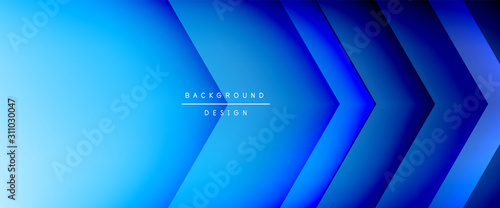 Arrow lines, technology digital template with shadows and lights on gradient background. Trendy simple fluid color gradient abstract background with dynamic straight shadow lines effect