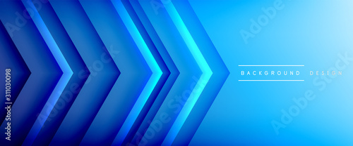 Arrow lines, technology digital template with shadows and lights on gradient background. Trendy simple fluid color gradient abstract background with dynamic straight shadow lines effect