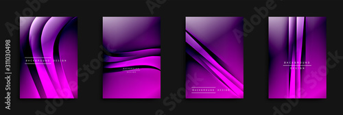 Wave covers set with fluid gradients. Dynamic trendy abstract background with flowing wavy lines. Vector Illustration