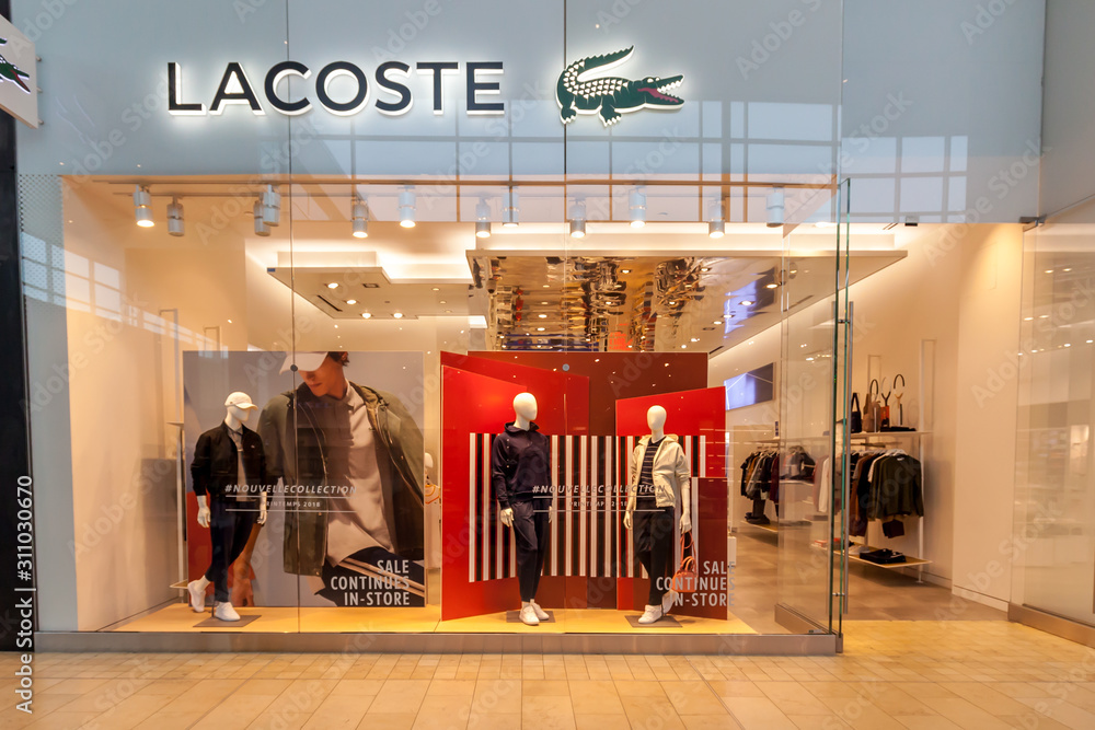 Toronto, Canada - February 23, 2018: Lacoste store front in the mall in  Toronto Lacoste is a French clothing company. Stock Photo | Adobe Stock
